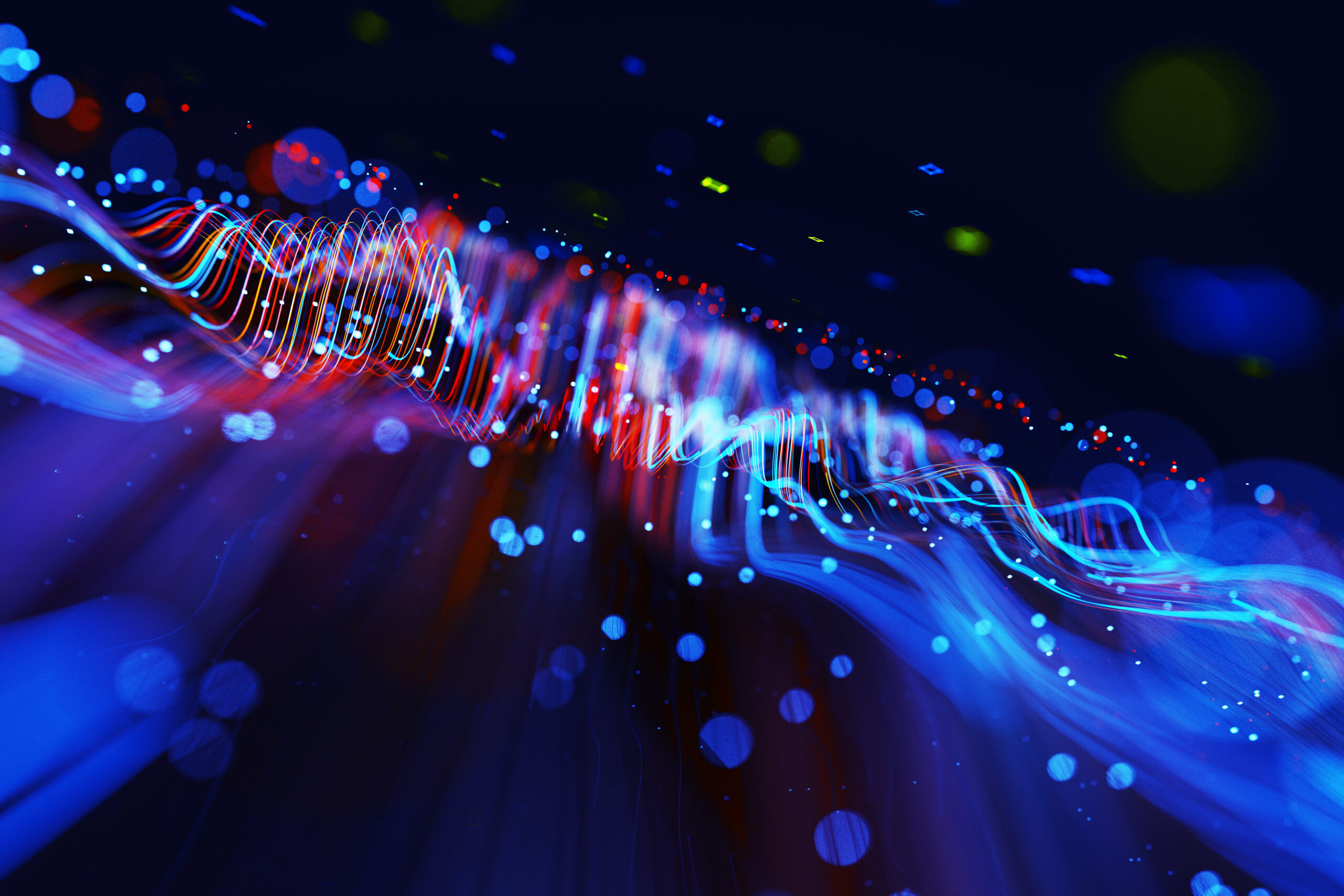 Abstract flowing data ramp.