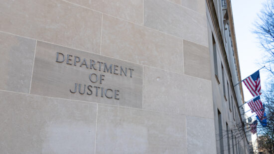 Department of Justice Sign - Washington D.C.
